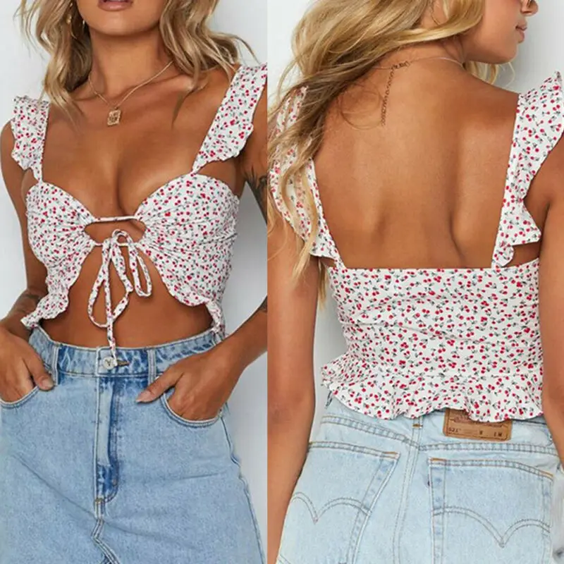 Для женщин сексуальное платье с открытыми плечами, Повседневное Bralet майка, футболка короткий топик на бретельках Топы