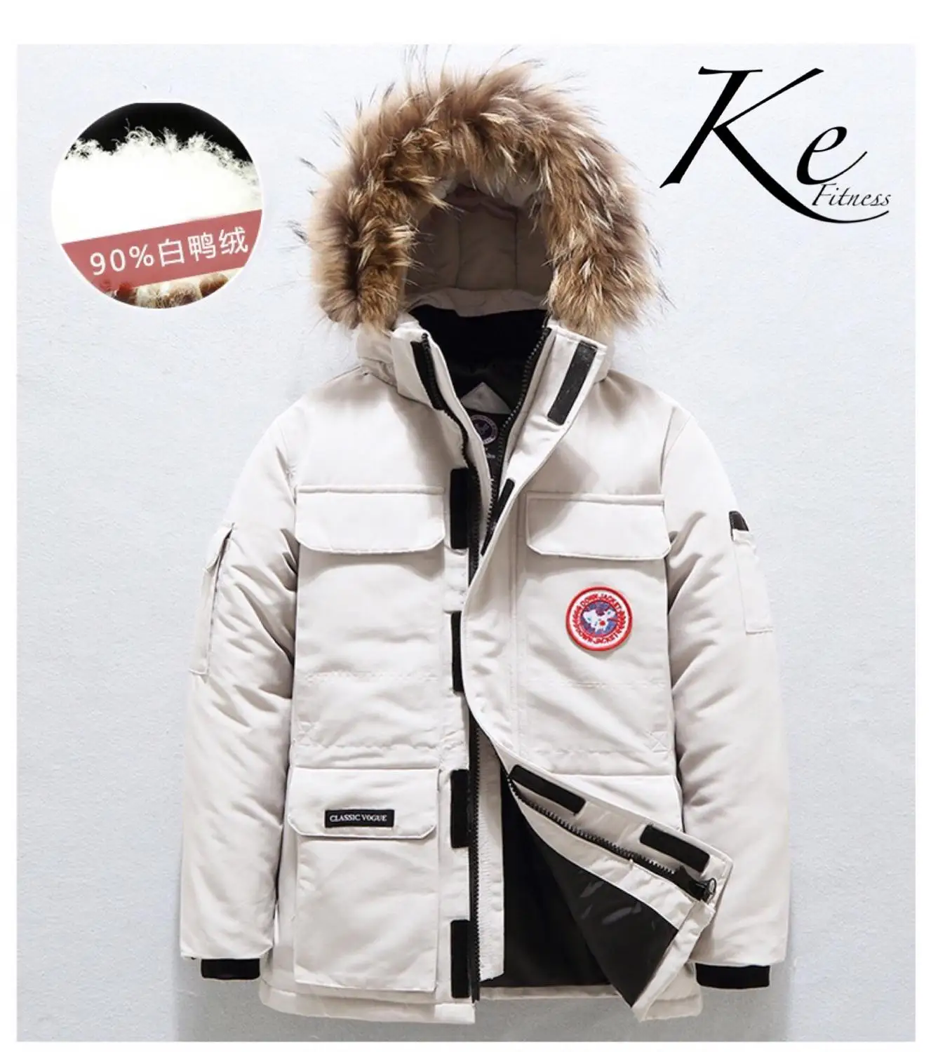 

KE Jacket Men women Tide Short New Winter Snow Thick Couple Jacket man woman red white Fillings White duck down Cashmere 96%