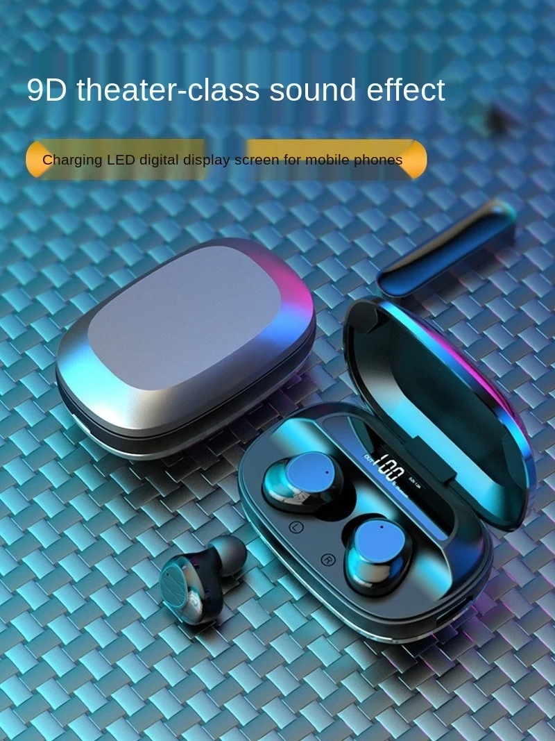 Free shipping Wireless bluetooth metal Digital display waterproof Noise reduction Portable charging box Fingerprint touch