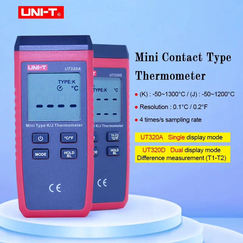 Термометр UT320A UT320D с термопарой мини контактный тип Двухканальный измеритель