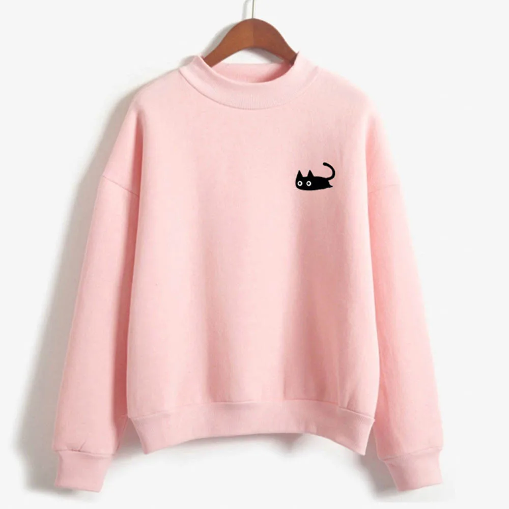 Pink 40! Толстовка с принтом кота, Женская толстовка с длинным рукавом, джемпер, пуловер с капюшоном, топы, зима-осень, топы, женская мода - Цвет: Pink