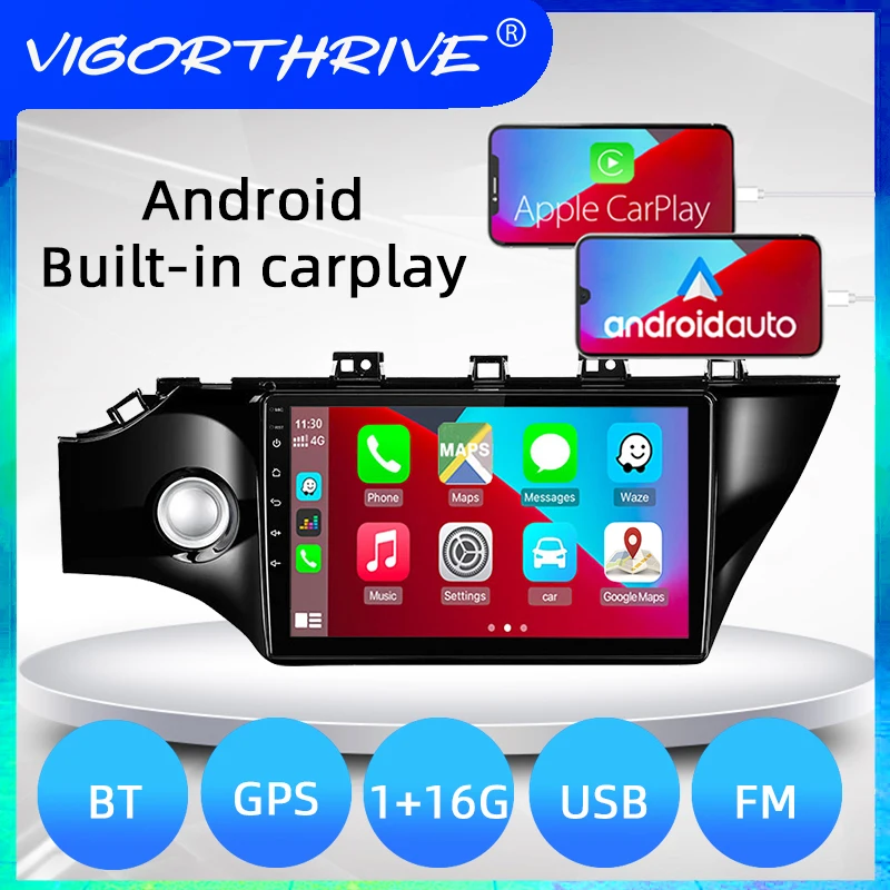 

VIGORTHRIVE Car Radio 2Din Built-in Carplay Bluetooth 1+16G Android 9.1 WiFi 10.1Inch Multimedia Player GPS For Kia K2 2017-2019