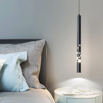 

Modern Chandelier For Dining Kitchen Room Bar Suspension luminaire black Printed Cord hanging pendant Chandeliers for bedside