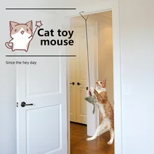 

Adjustable Door Window Hanging Mouse Interactive Cat Toys Mice Butterfly Flutter Teaser Self Palying Pet Toys for Cats Kitten