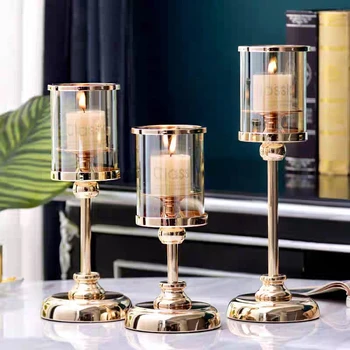 

Nordic romantic candlestick European retro glass candlestick creative candlelight dinner props light luxury home decoration