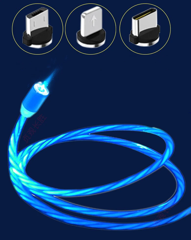 Tutew Магнитный зарядный кабель для мобильного телефона светящийся шнур зарядное