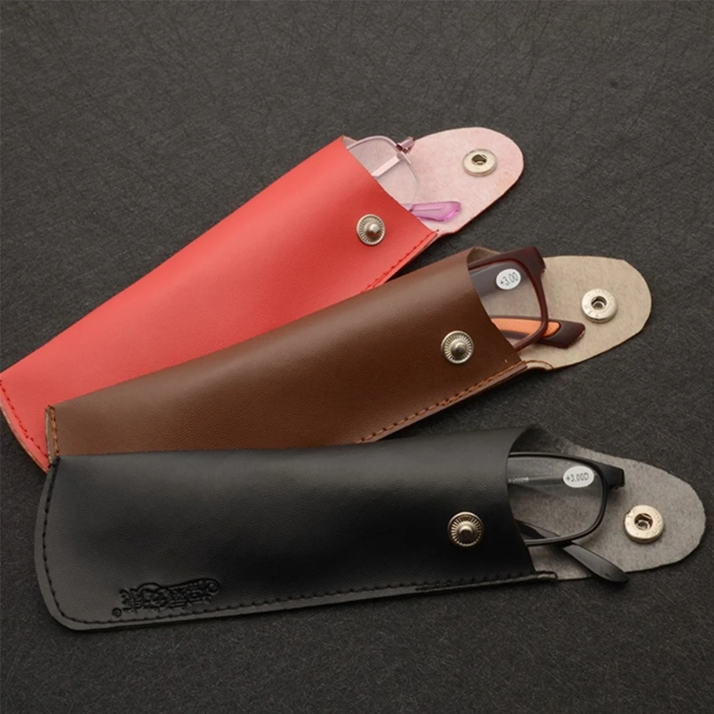 

Button type PU Leather Portable Sunglasses Case For Women Foldable Travel Glasses Box Eyeglasses Storage Bag Eyewear Accessories