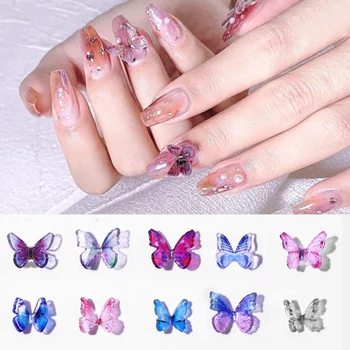 

2 Pcs/set Resin Butterfly Nail Art Decoration Manual Stereo Mini Manicure Butterfly DIY Slider For Manicure Nail Art