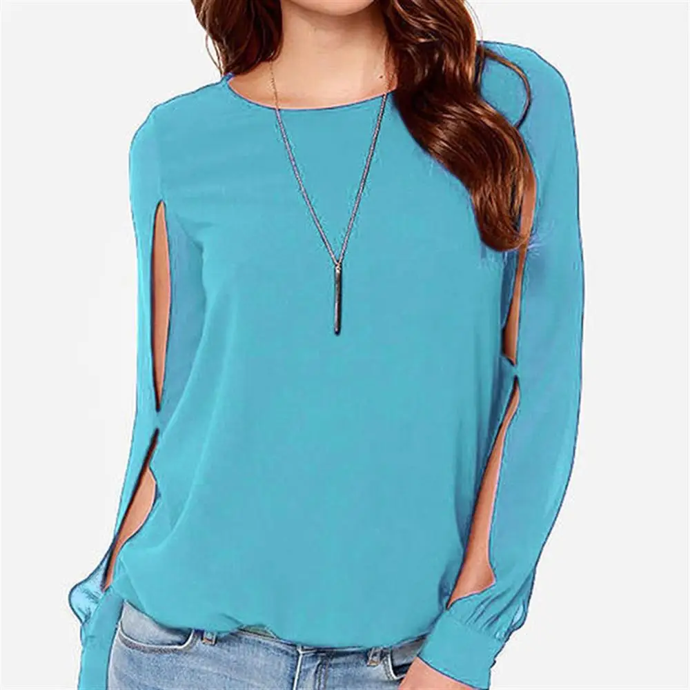 Новая весенняя и осенняя модная женская Свободная шифоновая рубашка с длинными рукавами большого размера 3XL Женская рубашка