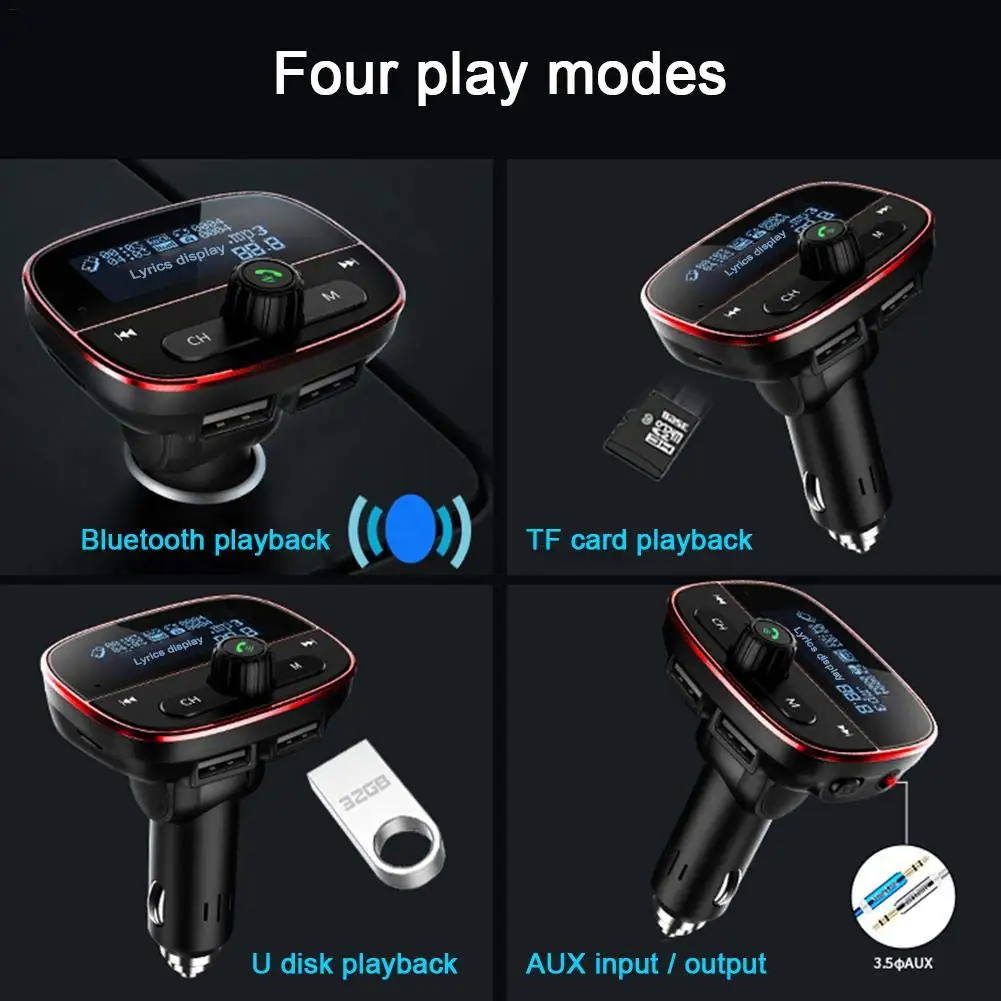 Автомобильный MP3 плеер передатчик 1 77 дюймов ЖК дисплей Bluetooth fm Hands Free вольтметр