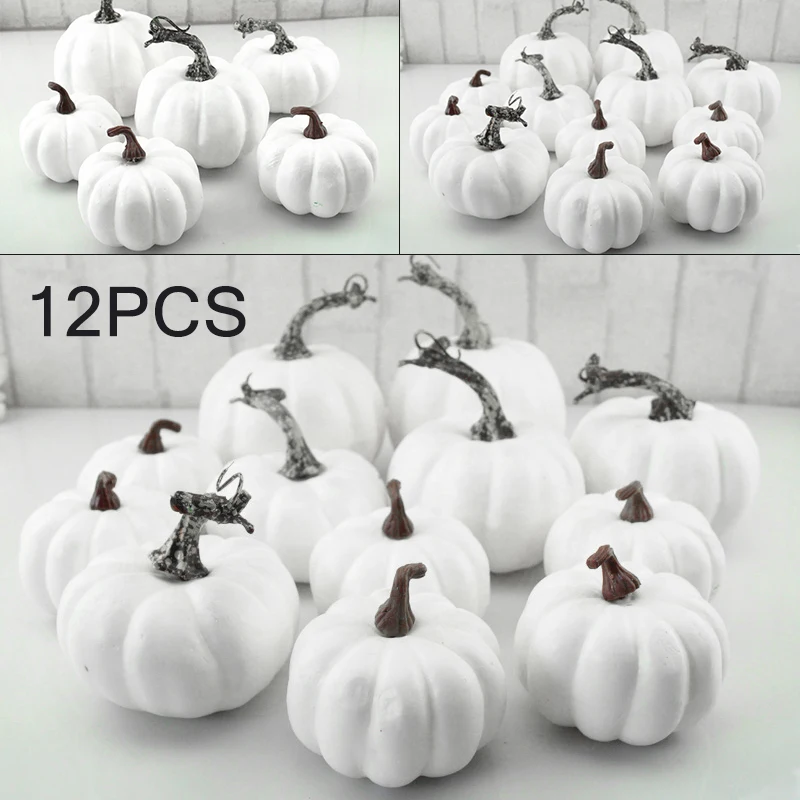 6/12 шт Хэллоуин белые Искусственные тыквы Урожай Осень День благодарения