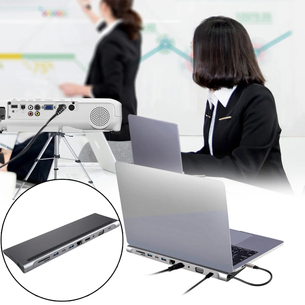 USB-C концентратор type C концентратор USB 3,0 Thunderbolt HDMI VGA 3,5 мм аудио RJ45 адаптер для MacBook Pro samsung Galaxy S9 USB C концентратор