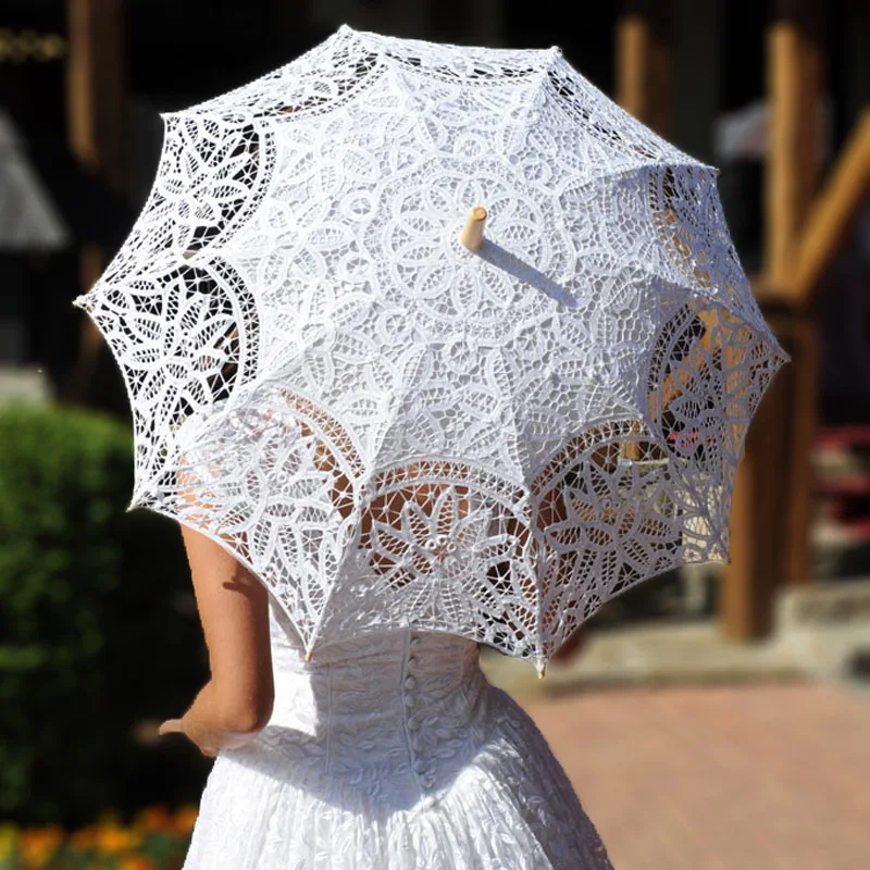 Свадебные вечерние Зонты ручной работы в винтажном стиле, кружевной зонтик и вентилятор