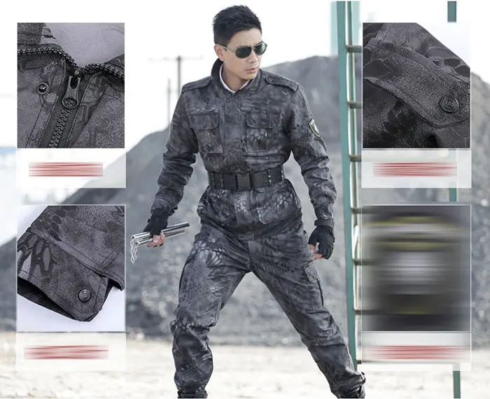 Military Uniform Black Hawk Python Uniforme Military Tactical Combat Jacket Cargo Pants Suit CS Fardas Militar Army Clothing Men
