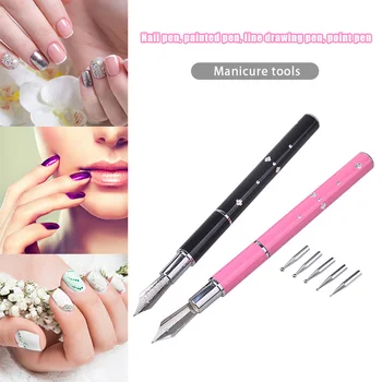 

Black/Pink Metal Nail Art Liner Drawing Painting Fountain Pen Design Tools 14.1cm MPwell