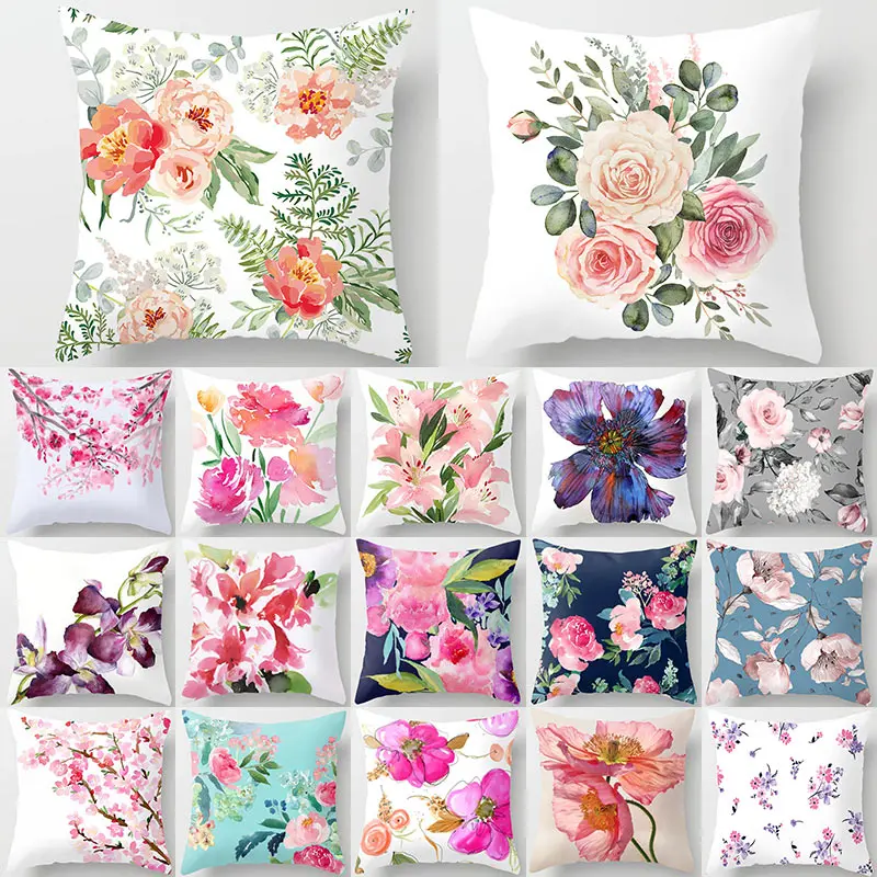 Flower Pattern Decorative Art Cushion Cover Pillow Pillowcase Polyester 45*45 Throw Pillows Home