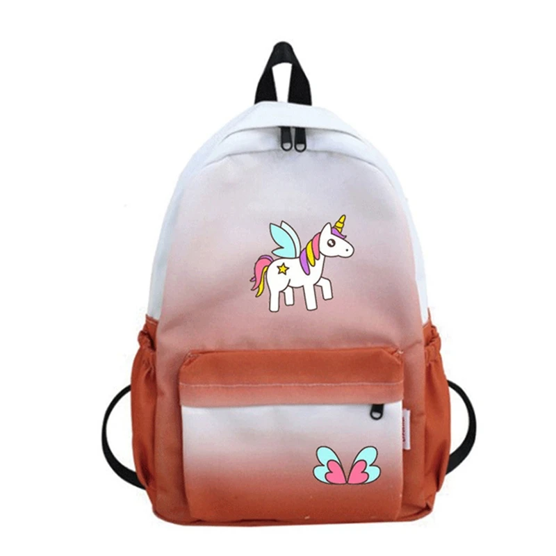 RD2 1 шт., Парусиновый Рюкзак градиентного цвета с мультяшным принтом для девочек-подростков, повседневная школьная сумка, вместительная двойная сумка на плечо, рюкзак - Цвет: RD2