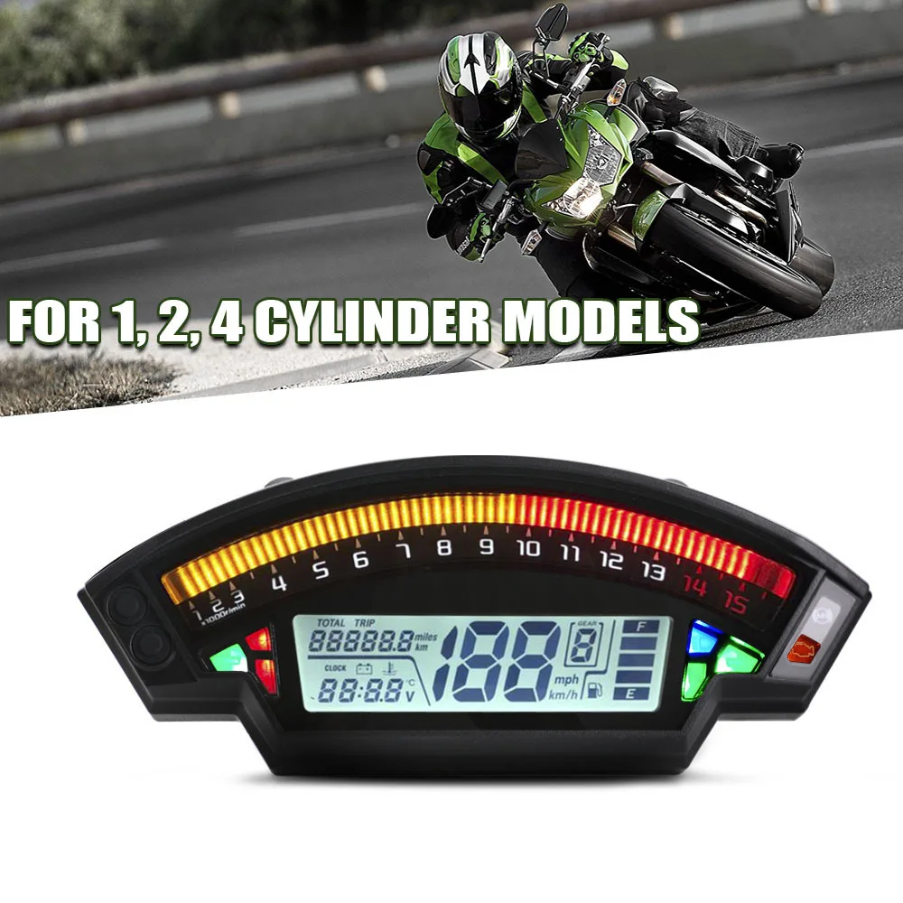 Universal Motorcycle Lcd Tft Digital Speedometer 14000rpm 6 Gear 199km/h  Backlight Odometer For 1,2,4 Cylinders Moto Meter - Instruments - AliExpress