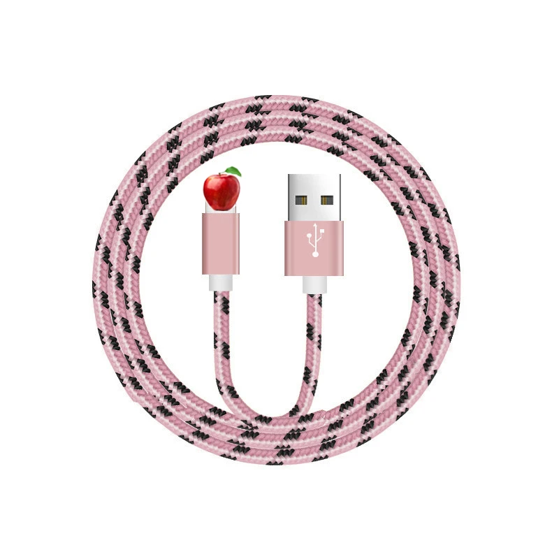 NATTHSWE Tiger кожа плетение USB кабель для передачи данных Быстрая зарядка линия для iPhone X 8 8plus 7 7plus 6s plus 5S iPad - Цвет: Rose Gold