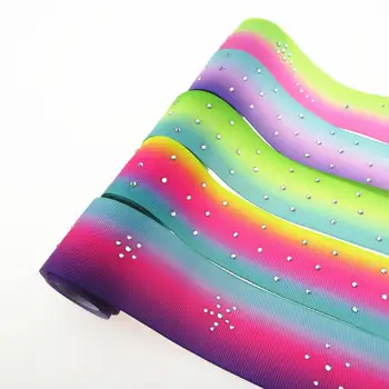 

38MM diamond rhinestone grosgrain ribbon heat transfer printed 196 solid color 100yards welcome custom printed