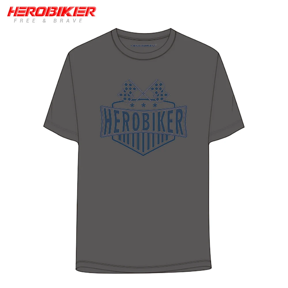 HEROBIKER, летняя мужская футболка для мотогонок, короткая футболка для мотокросса, Спортивная футболка, модная быстросохнущая футболка - Цвет: HTS-003GY