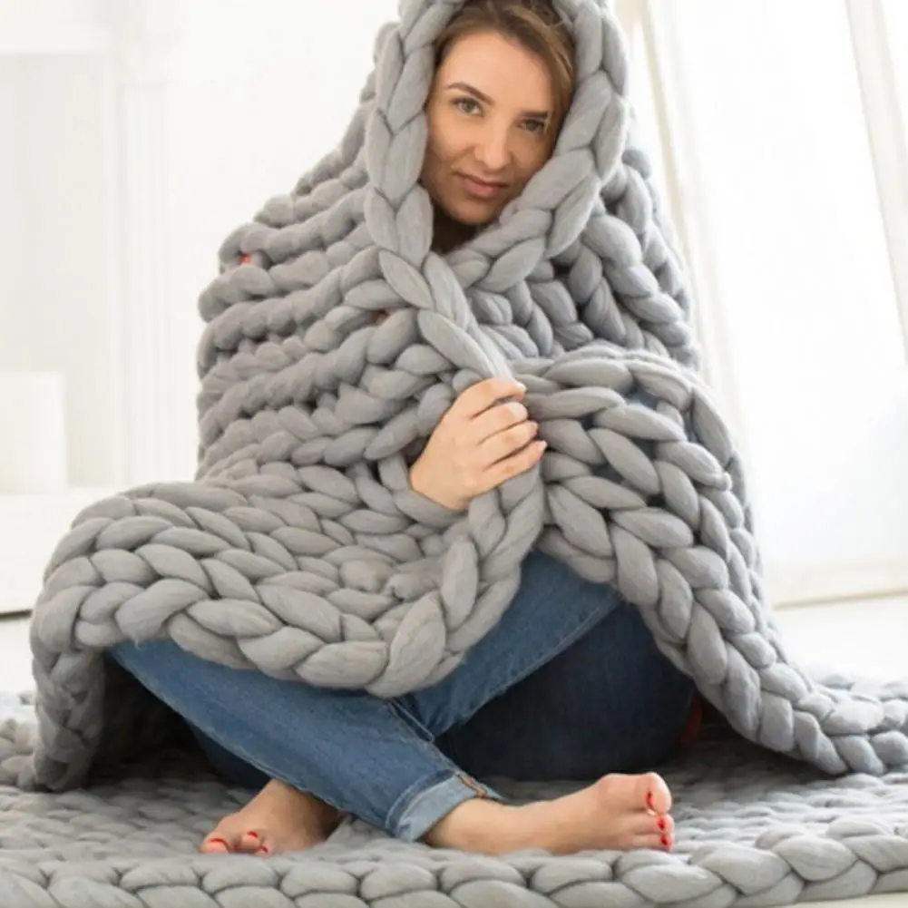60*60/80*100 одеяло ручной вязки толстое объемное трикотажное одеяло из пряжи мягкое теплое покрывало для сна одеяло s товары для дома