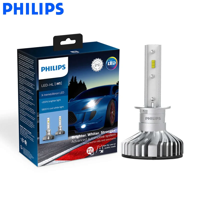 Philips X-treme Ultinon светодиодный H1 12 В 20 Вт Автомобильные 6000 К белые фары авто лампы+ 200% ярче 12 лет жизни 11258XUX2, 2X