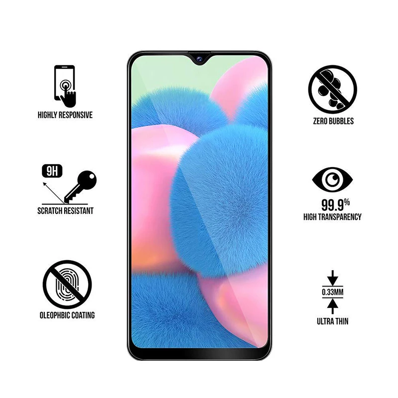 2в1 закаленное стекло для Samsung A50 A70 A20 A30 Защитная пленка экрана A20E A40 A30S A10