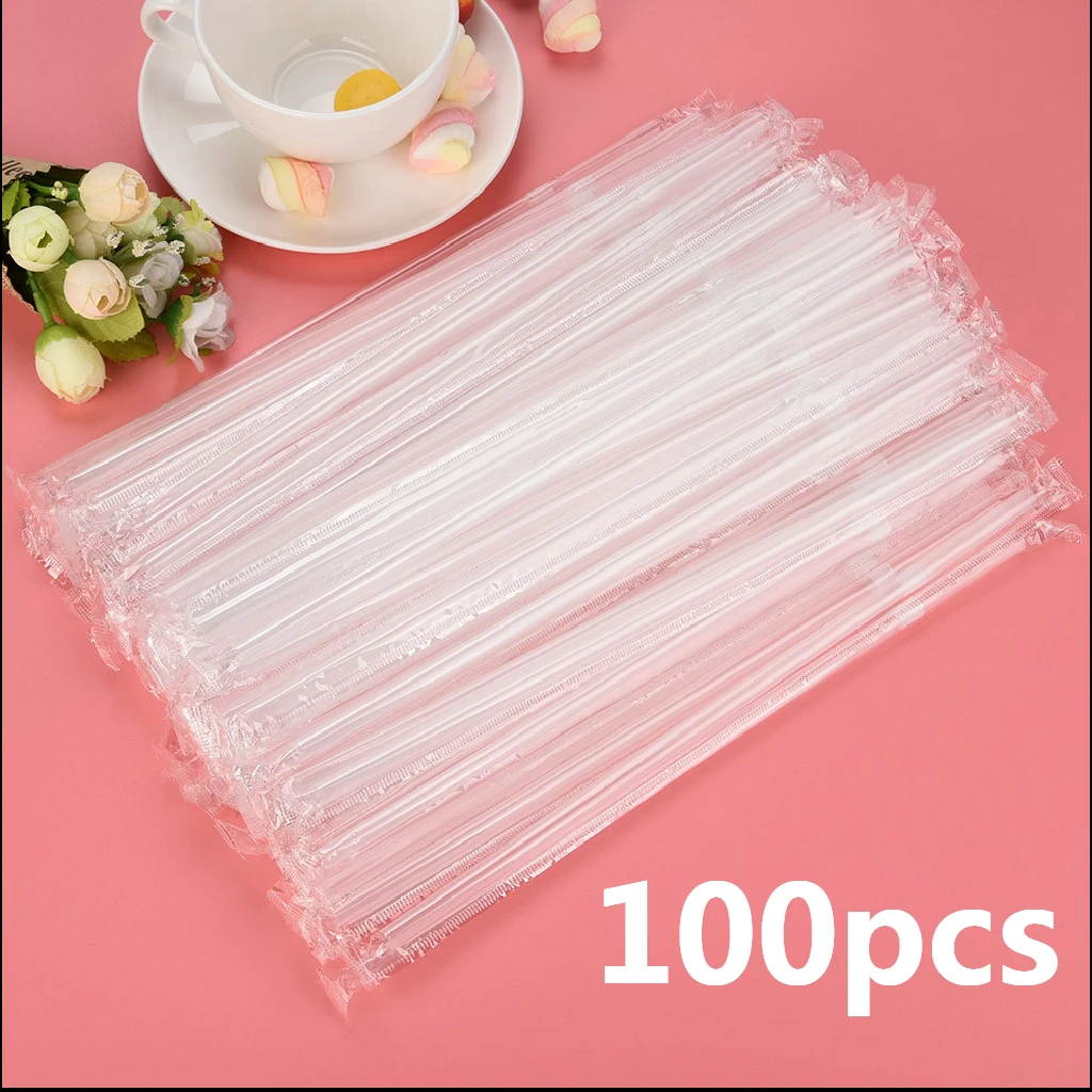 Disposable Plastic Straws 100pcs Multi Colored For Parties/bar/beverage Shops/home