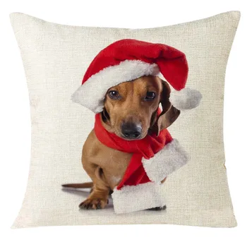 

Christmas Pillow Cases Cute Dog Xmas Print Linen Decorative Sofa Bed Cushion Cover Pillow Covers Capa de Almofada Dropshipping #