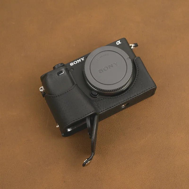 AYdgcam ручной работы из натуральной кожи чехол для камеры для sony A6100 A6400 A6300 A6000 сумка для камеры половина ручки винтажный Чехол