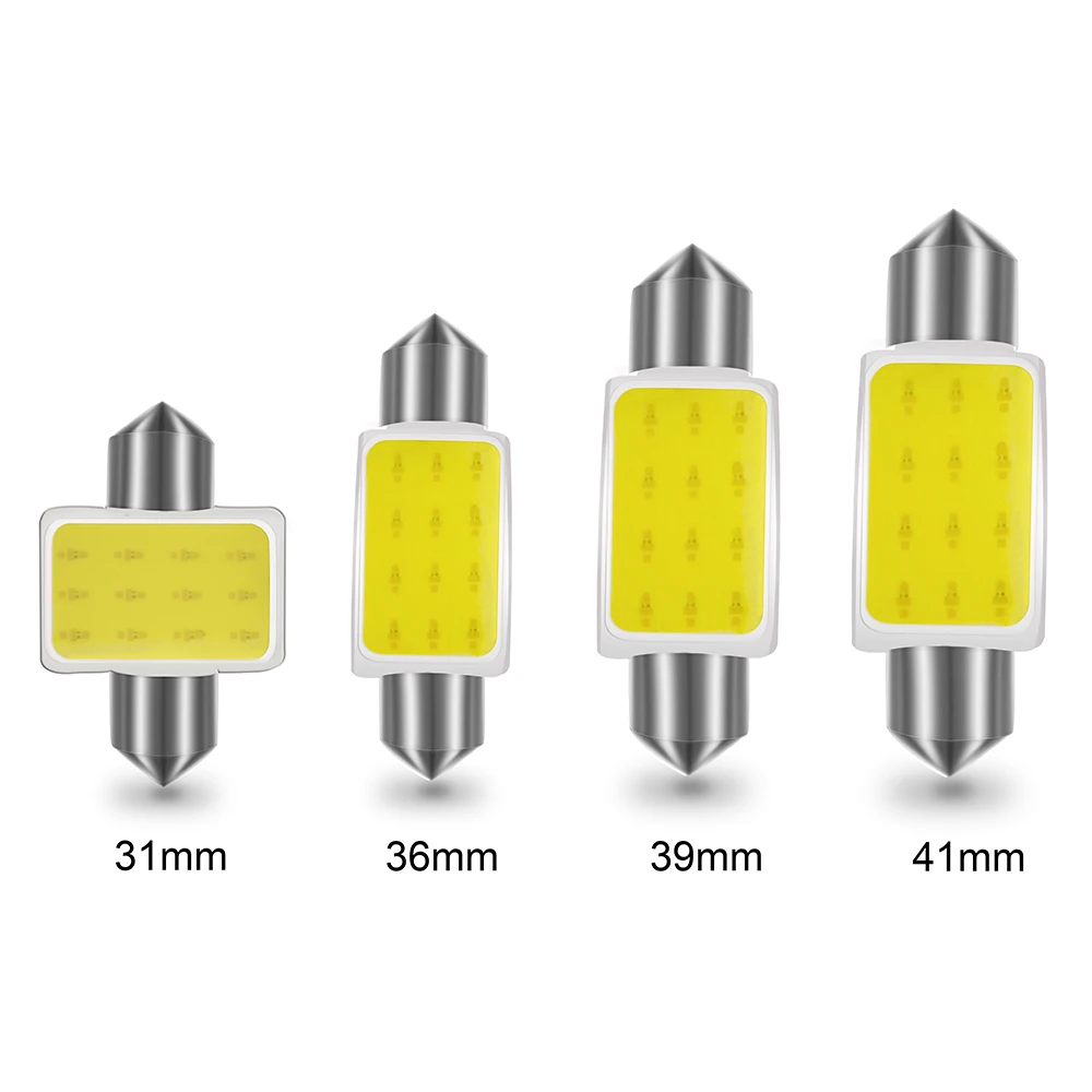 100 шт. гирлянда C5W C10W 31 мм 36 мм/39 мм/41 мм 12SMD COB светодиодный авто чтения для укладки волос Светильник лампы автомобиля купола лампы белый 12В оптом