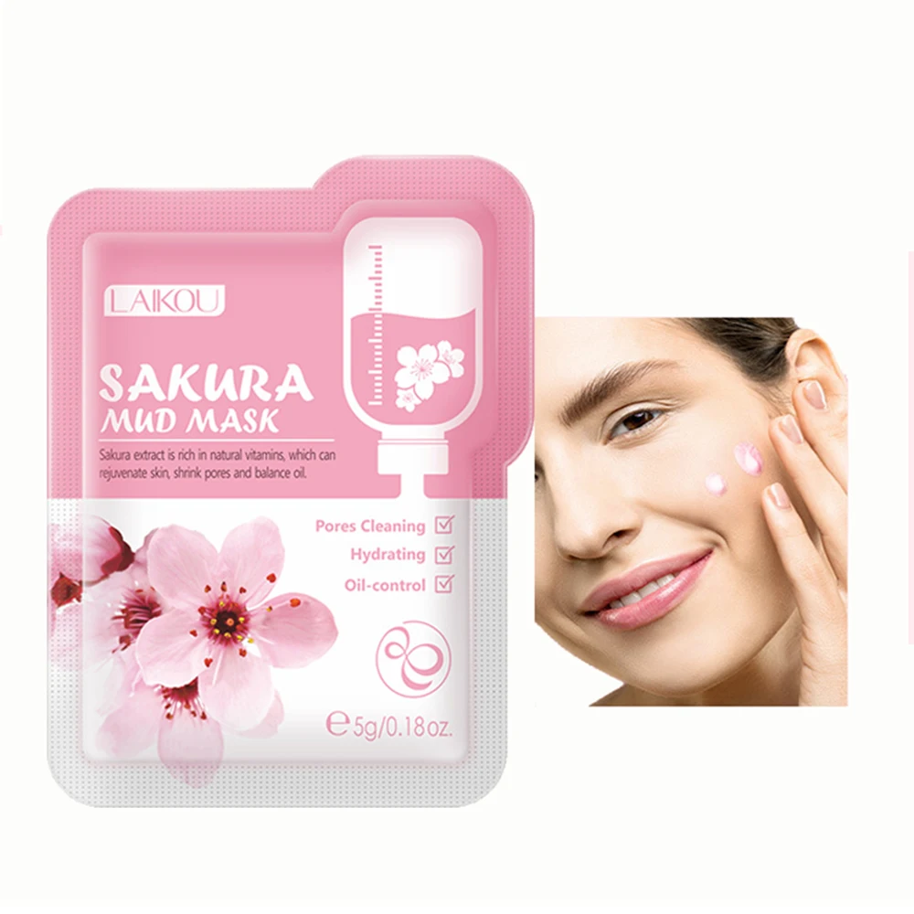 Очищающая грязевая маска Sakura очищает грязь отшелушивает поры осветляет кожу