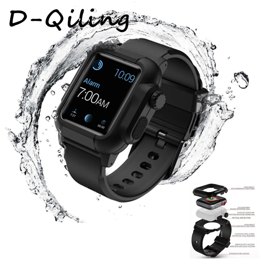 Водонепроницаемый чехол для Apple Watch band 4 iwatch 42 мм силиконовый ремешок 44 40 pulseira