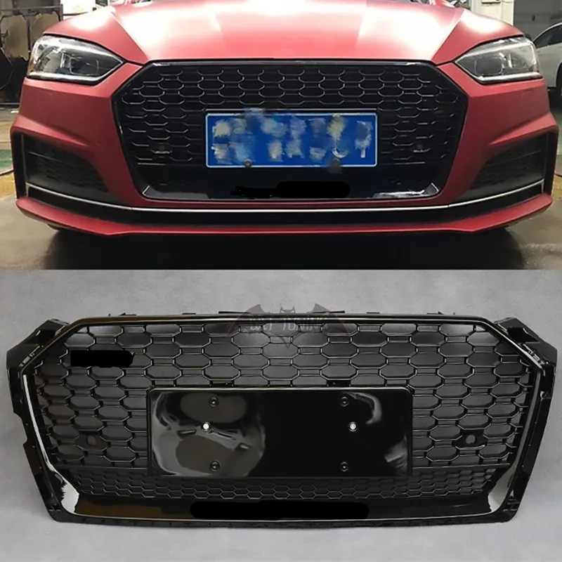 Сотовый стиль решетка ABS для A5 S5 RS5 рама гоночная Решетка переднего бампера спортивное издание- с европейской пластиной держатель
