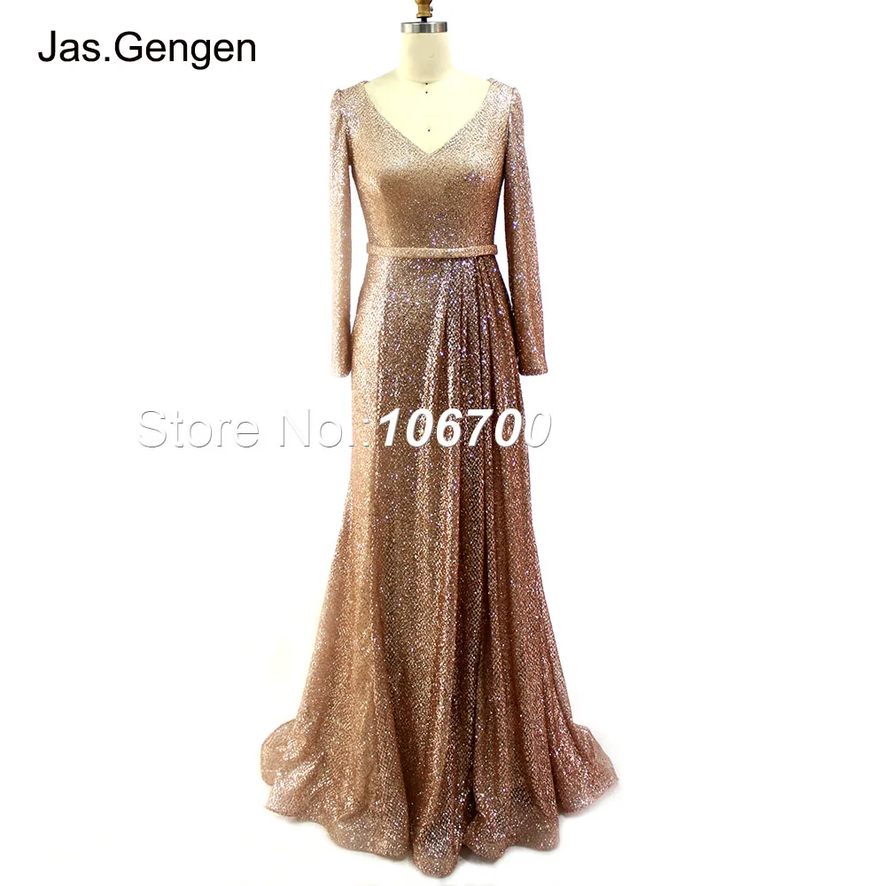 Арабское мусульманское вечернее платье с длинным рукавом, vestidos de fiesta, Русалка, блестящее платье с v-образным вырезом, с разрезом спереди, с поясом, вечерние платья для выпускного вечера
