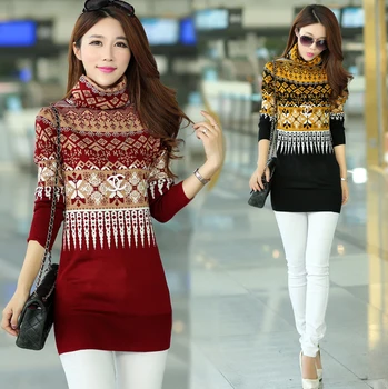 

2019 Autumn Winter Fashion Large Size Loose High Collar Thick Sweater Women's Self-cultivation Wild Knit Pullover Women A2205