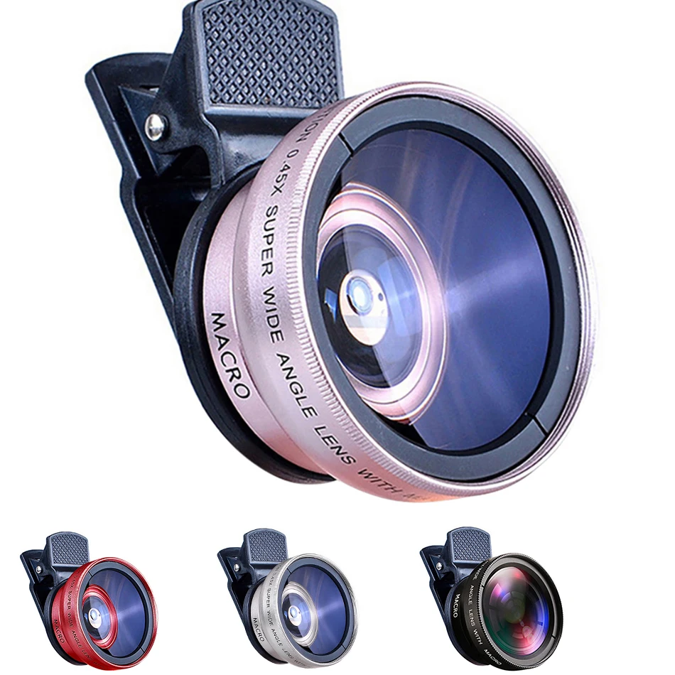 HD 2in1 Lens 0.45X Super Wide Angle+ 15X Macro Phone Camera Kit 2 Functions Universal for iPhone Smartphone Samsung Xiaomi | Мобильные