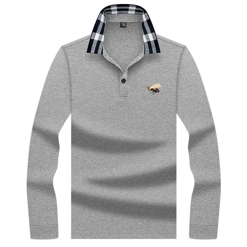 

5 colors 3D Embroidery Polo Shirt Fashion Long Sleeve Polo Shirt 2019 Male 100% cotton Clothing Casual Business Homme 8919