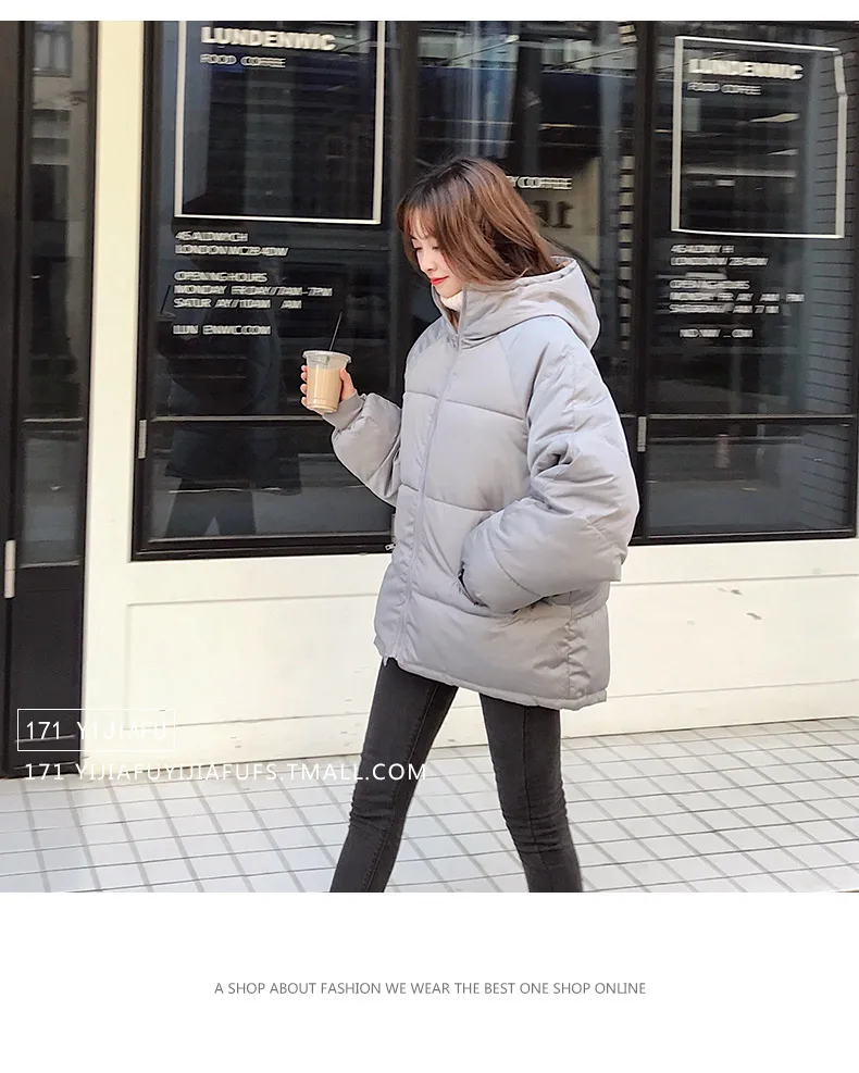 Однотонное зимнее пуховое пальто с капюшоном размера плюс, женские повседневные свободные хлопковые куртки, уличная одежда, женская мода, корейские парки, новые размеры