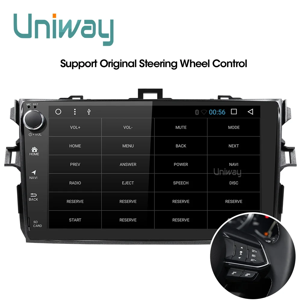 Clearance AKLL9071 uniway android 8.1 car dvd for toyota corolla 2008 2007 2009 2010 2011 2012 car radio gps player headunit navigation 2