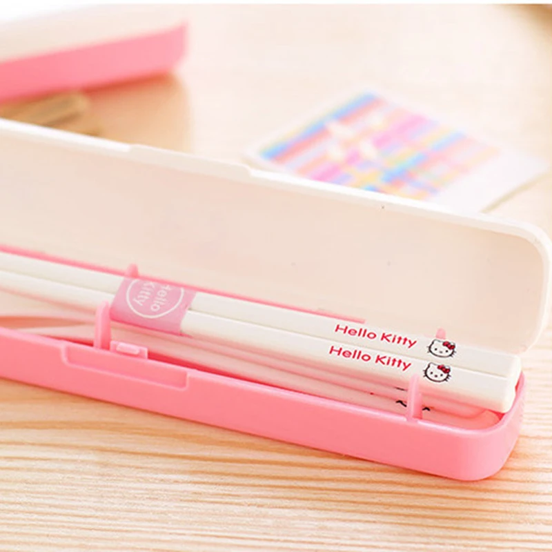 Kawaii Cute Cat Stainless Steel Dinnerware Kitchen Supplies Chopsticks Utensil Flatware Spoon Fork For Kids Children 3PCS/Set 1p