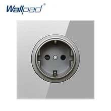 Wallpad ЕС немецкая настенная розетка Хрустальная стеклянная панель 16А заземленная с детским защитный замок