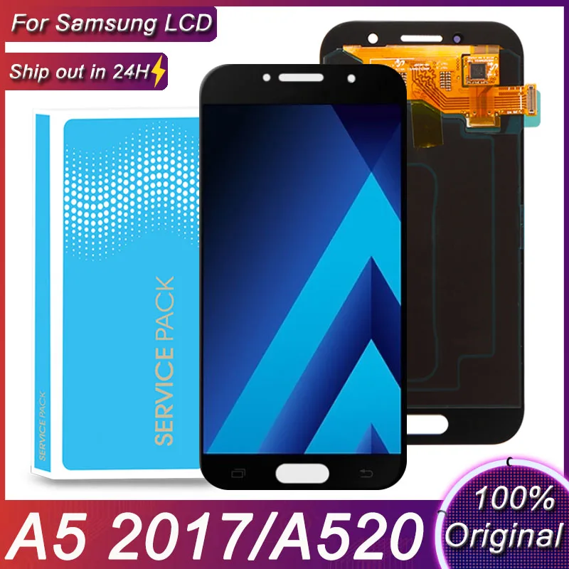 Оригинальный ЖК-дисплей 5 2 &quotSuper AMOLED A520 для SAMSUNG Galaxy A5 2017 дисплей с сенсорным