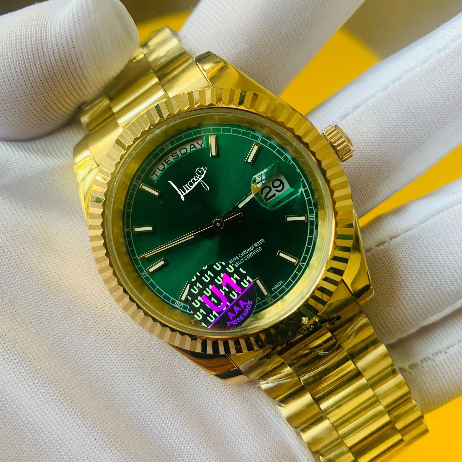 

Luxury Brand watch Men automatic mechanical sweeping movement luxury Watches Brown dial datejust free delivery