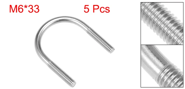 M6x33mm-5pcs Uxcell 2-10 шт. M6 304 Нержавеющая сталь U-болтовое крепление для ноутбука 14/16/18/22/27/33/38 мм/42/48/51/60/76/89 мм трубы допустимое отклонение диаметра гайка комплекты болтов - Цвет: M6x33mm-5pcs