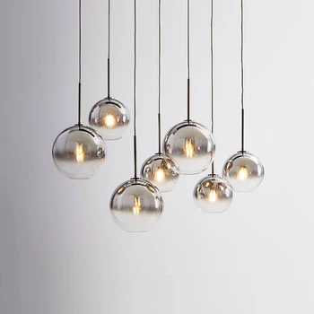 

Modern Pendant Lights Glass Ball Reading Hanging Lamp Study Loft Living Room Pendant Light Master Bedroom Kitchen Hanging Lamps