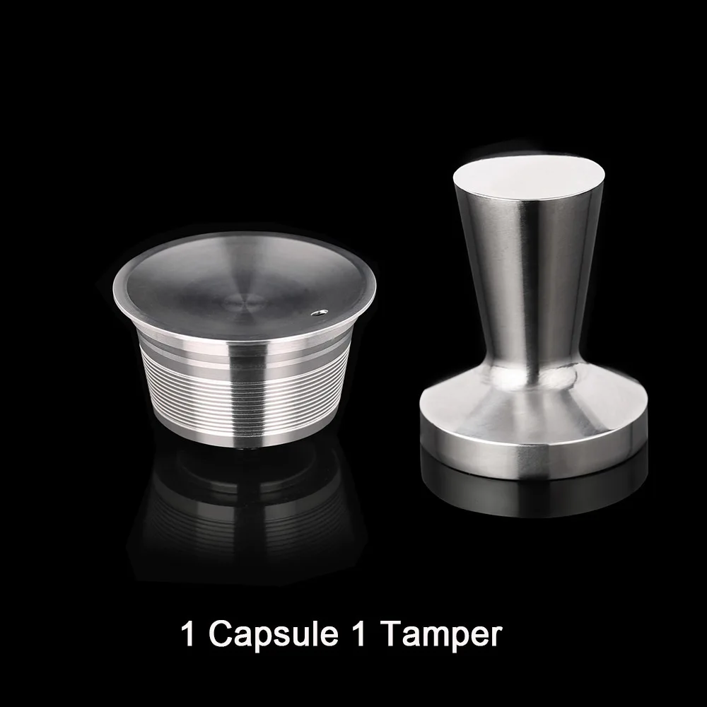 Многоразовые Capsula для combinacapsule многоразового использования, металлические combinacapsule Pod CupStainless Сталь combinacapsule фильтры корзины капсулы капельница - Цвет: 1 Capsule 1 Tamper