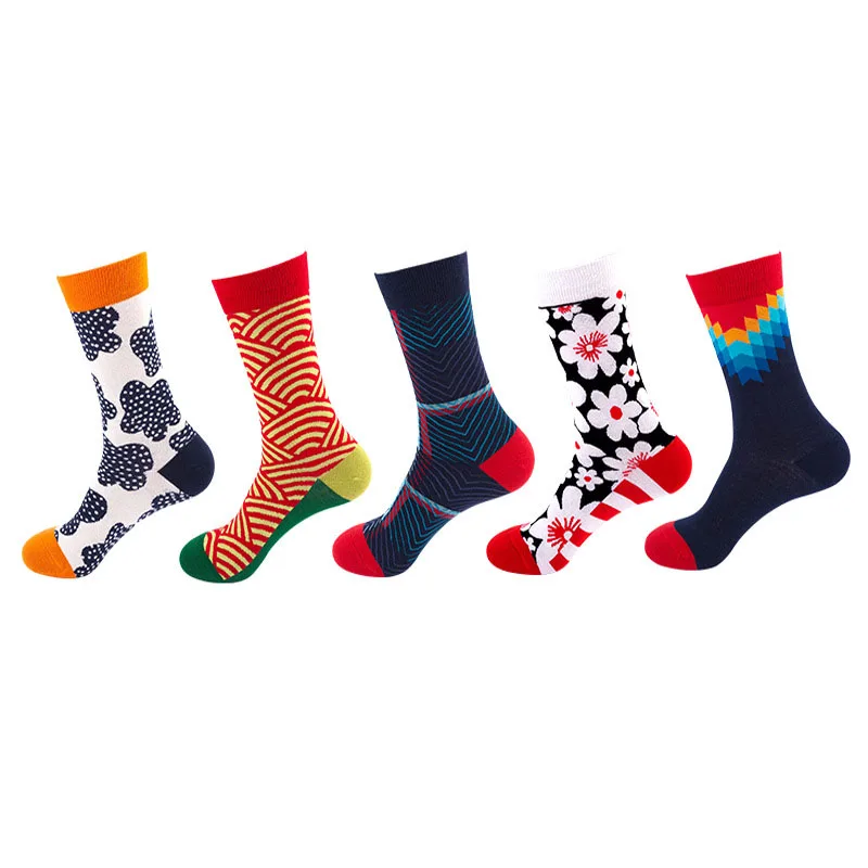 5 пар/лот, счастливые мужские носки, яркие, цветные, космические, животные, новинка, узор, повседневные, нарядные носки, забавный подарок, женские носки в стиле хип-хоп - Цвет: I