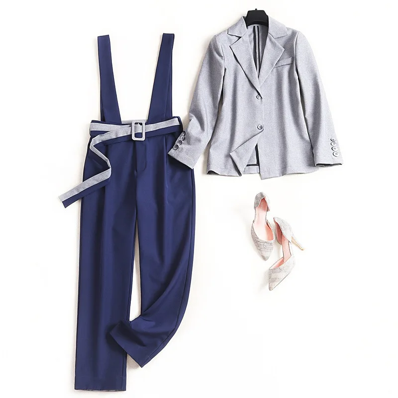 Fashion Women Sweat Suit Set  2020 Blazers+pants Ankle-Length High Street Womens Two Piece Sets Two Piece Set Top and Pants